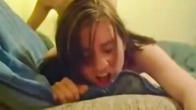 A hot chick from 2018 stacked up and riding her little brother’s big dick