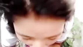 High school chick sucking cock on the street