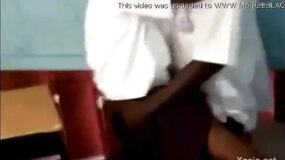 High school hot chick giving both her friends ass in the hallway