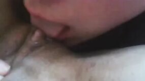 Licking her college chick’s pussy